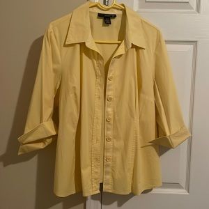 Cuffed Yellow Mid Sleeve Button Down Shirt💛